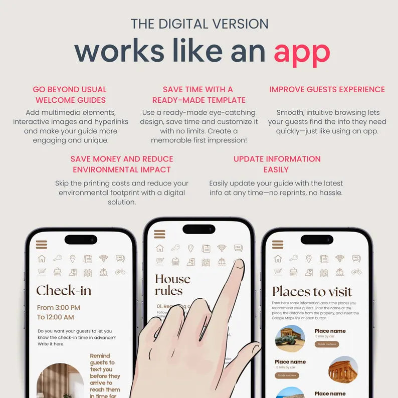 Airbnb Welcome Book Template Canva Host Bundle Kit, Interactive Digital Welcome Book Mobile & Printable Guidebook Host Template Welcome Pack