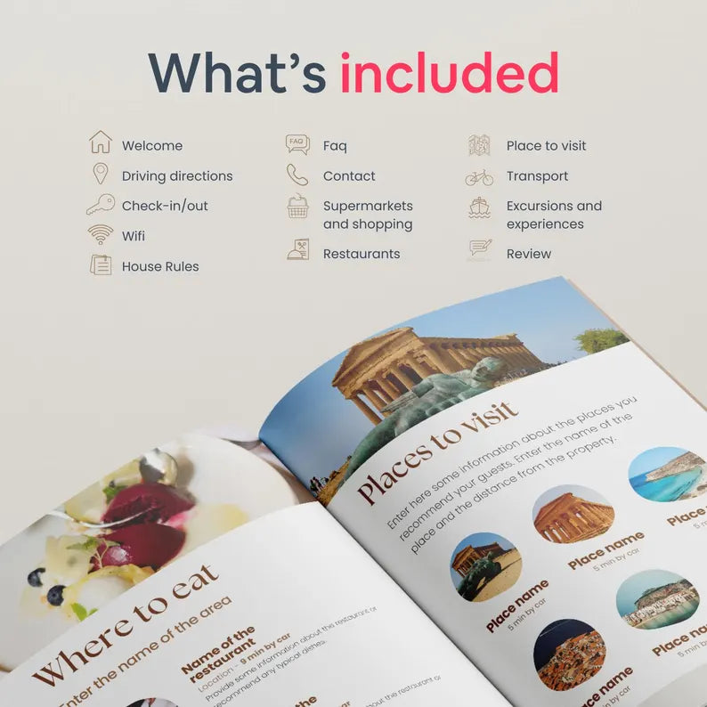 Airbnb Welcome Book Template Canva Host Bundle Kit, Interactive Digital Welcome Book Mobile & Printable Guidebook Host Template Welcome Pack